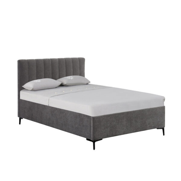 מיטה זוגית מעוצבת 180x200 בריפוד בד רחיץ עם ארגז מצעים מעץ דגם ברנדי-אפור