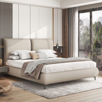 מיטה זוגית מעוצבת 160/200 בריפוד בד רחיץ עם ארגז מצעים מעץ דגם מליסה 160