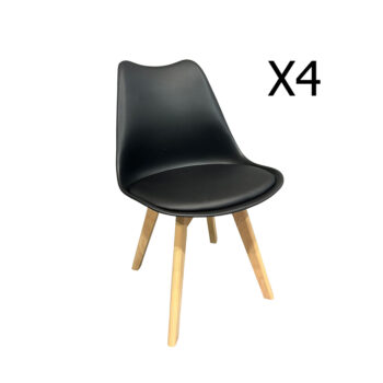 סט 4 כסאות לפינת אוכל עם רגלי עץ מלא דגם אקטיב